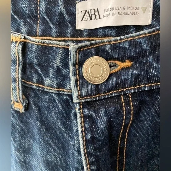 Zara HIGH RISE MOM JEANS DARK BLUE SZ US6 - Picture 8 of 12
